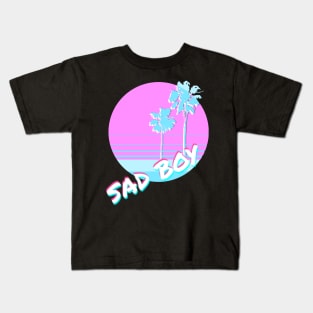 Sad Boy Vaporwave Aesthetic 90s 80s Glitch Art Kids T-Shirt